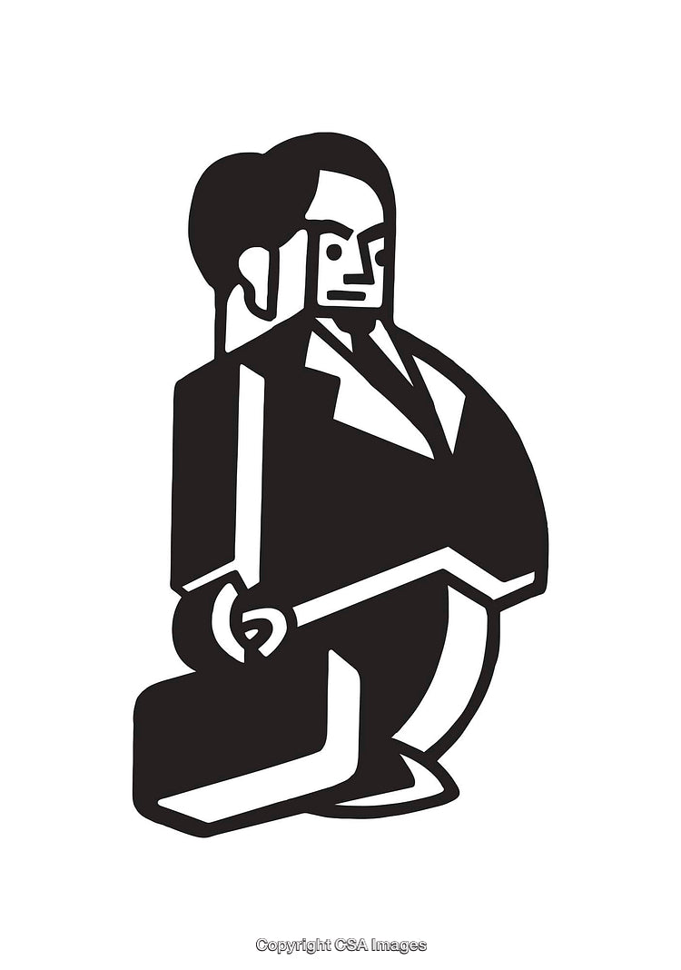 Abstract Black And White Line Art Depicting A Businessperson Figure