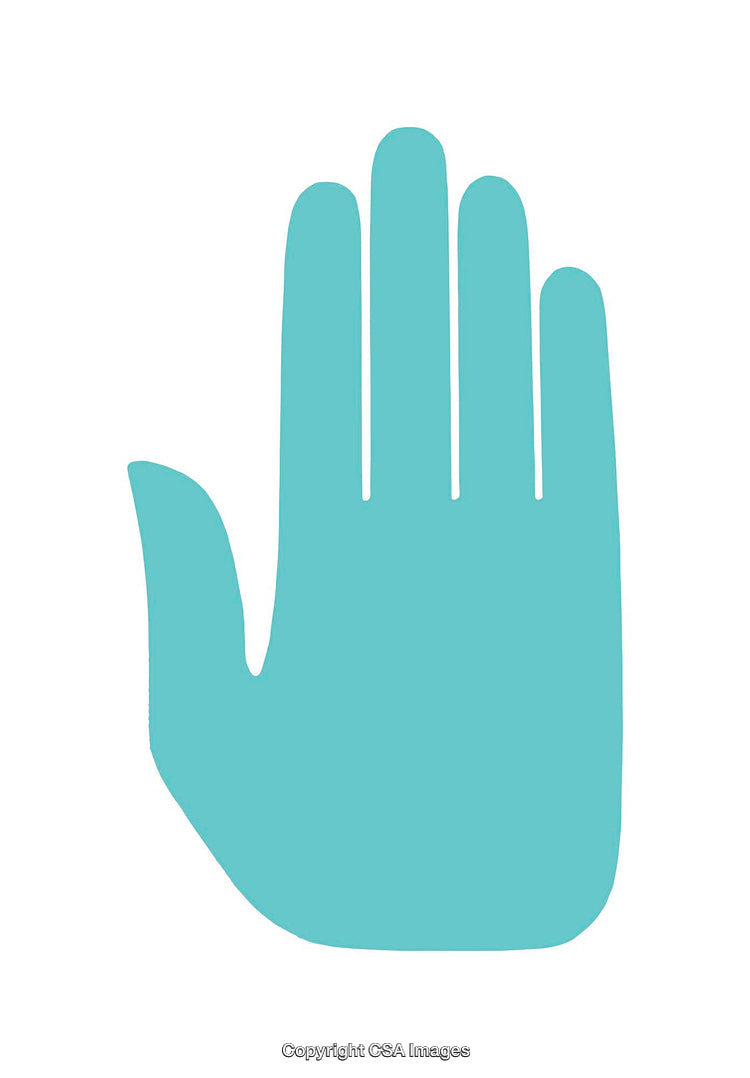 Flat Blue Hand Icon on a White Background for Sign and Symbol