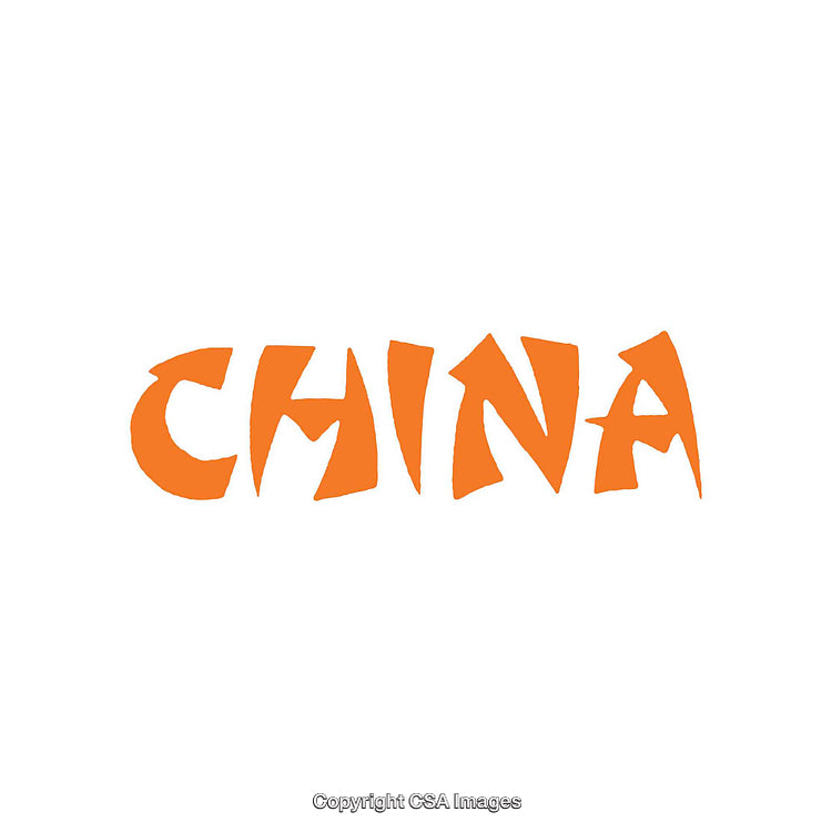 Orange Bold China Text on White Background in Stylized Font