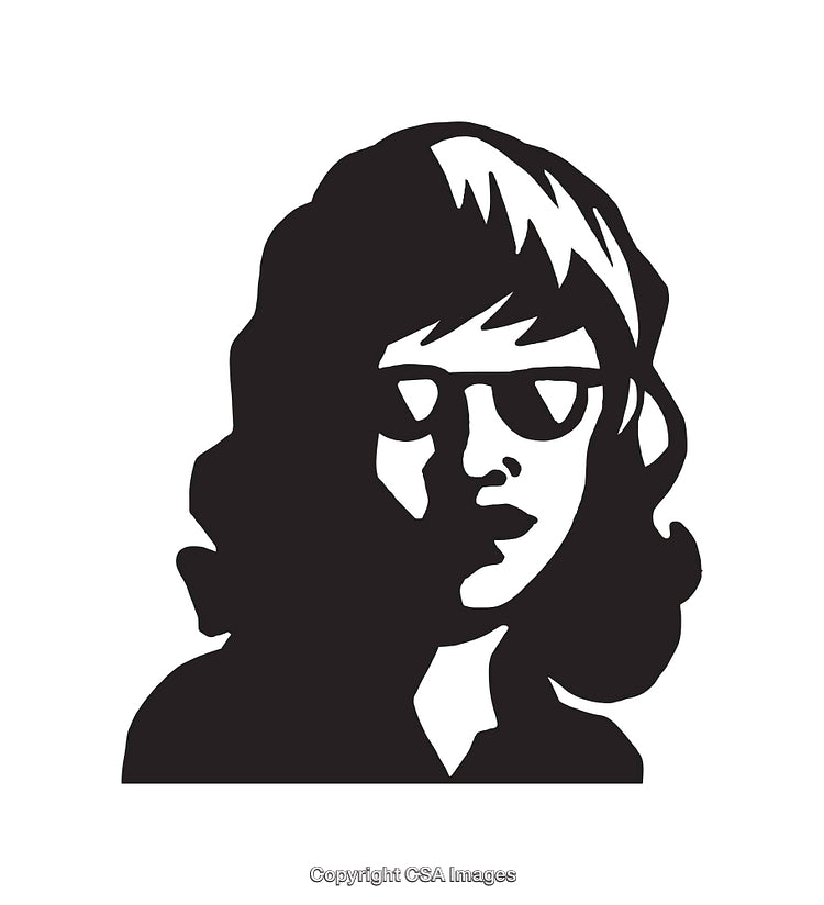 Black and White Line Art Portrait Illustration Featuring a Woman With Sunglasses