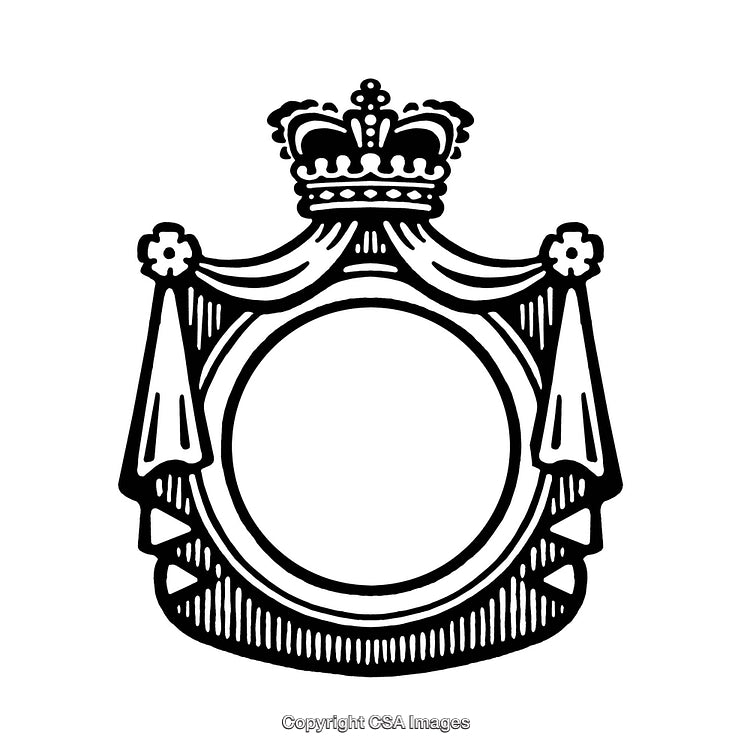 Royal Crown Frame With Decorative Borders in Black and White