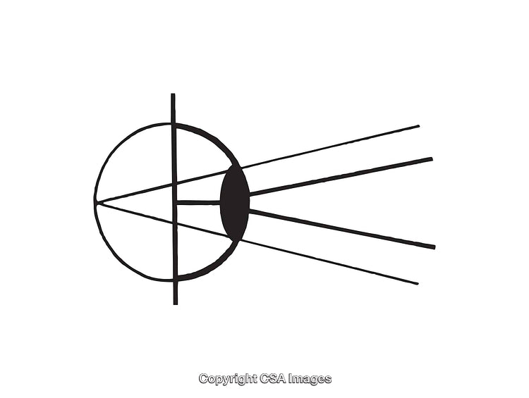 Black and White Diagram Illustrating Optical Concepts and Light Refraction