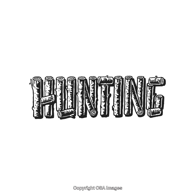 Creative Typography Design with Hunting Text Composed of Log Shapes