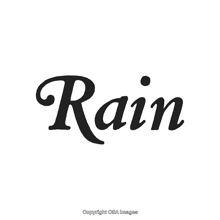 Elegant Black Typography Design of the Word Rain on White Background