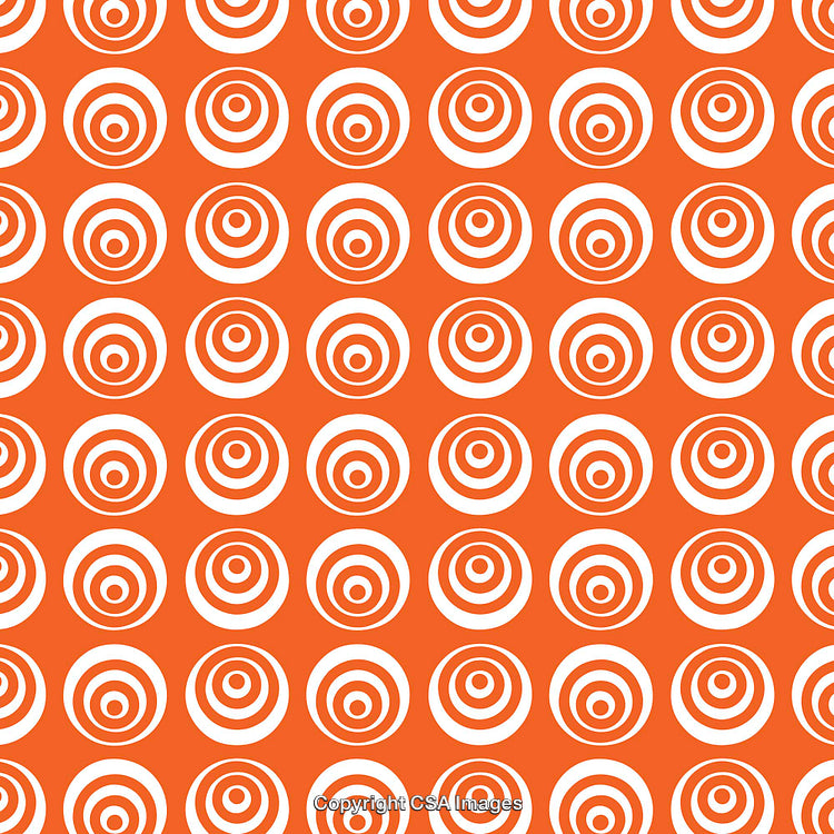 Geometric Pattern of Concentric Circles on a Bright Orange Background