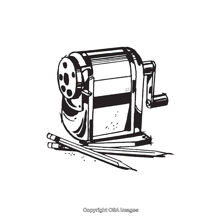 Black and White Illustration of a Vintage Pencil Sharpener