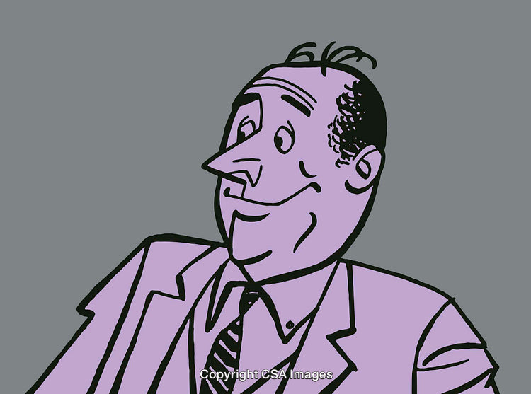 Cartoon Illustration of a Smiling Man Wearing a Suit in Unique Colors