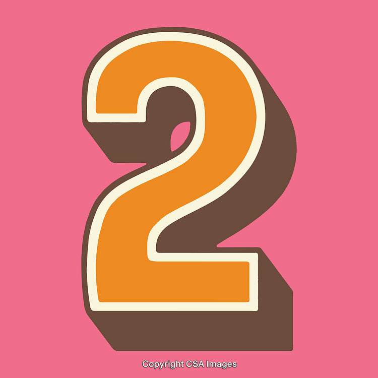 Bold Artistic Number Two in Retro Style with Vibrant Colors