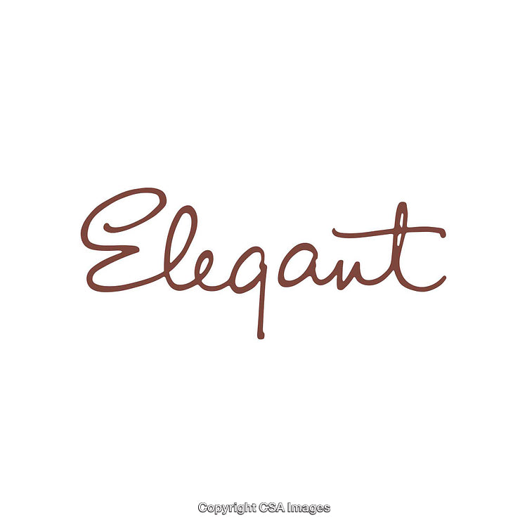 Elegant Handwritten Word Design in Stylish Brown Cursive on White Background
