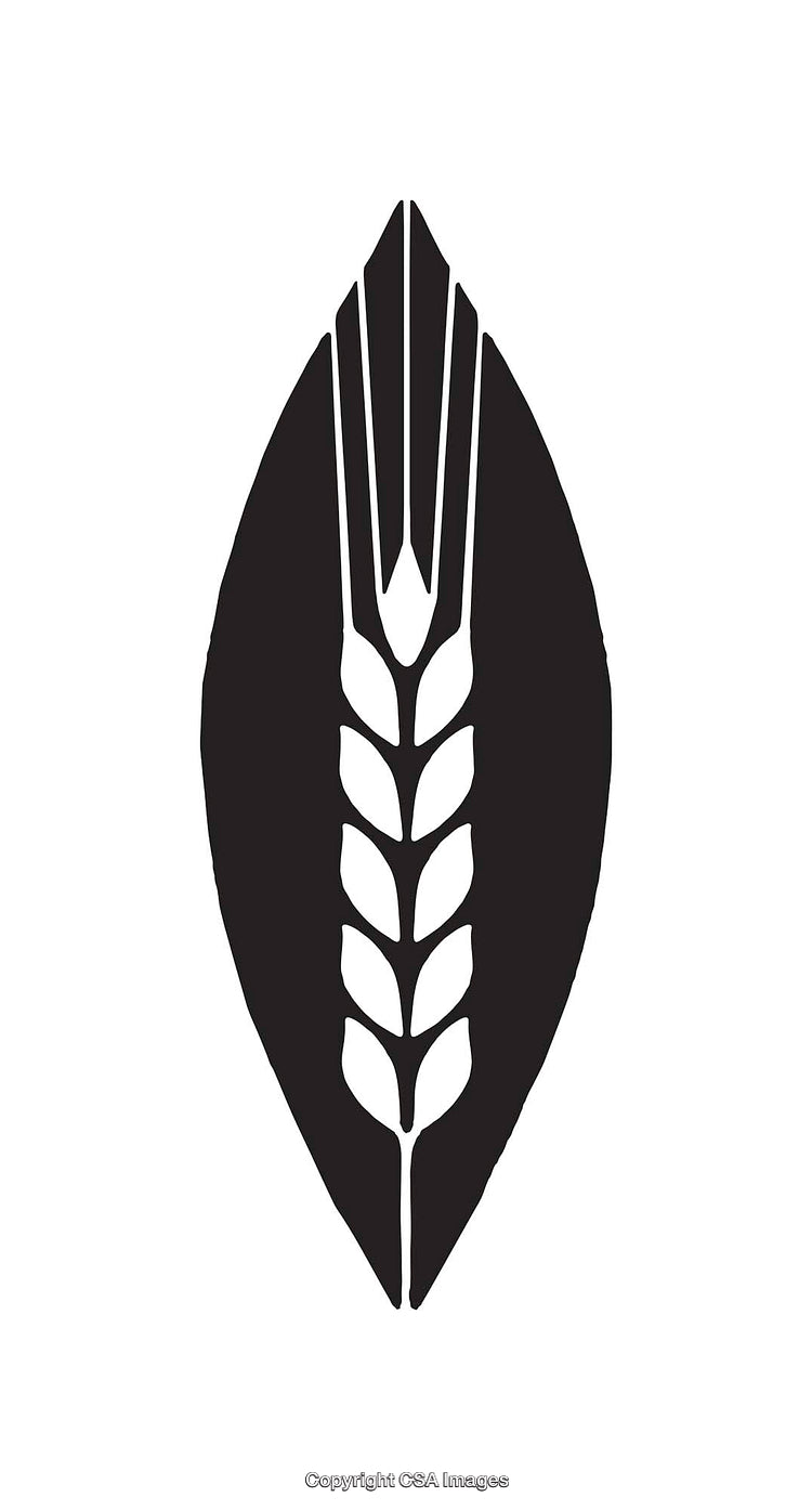 Black and White Minimalist Wheat Grain Silhouette Icon