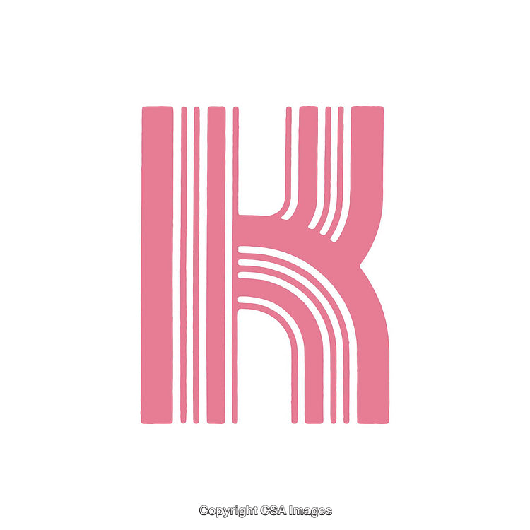 Creative Pink Letter K Design with Bold Geometric Lines