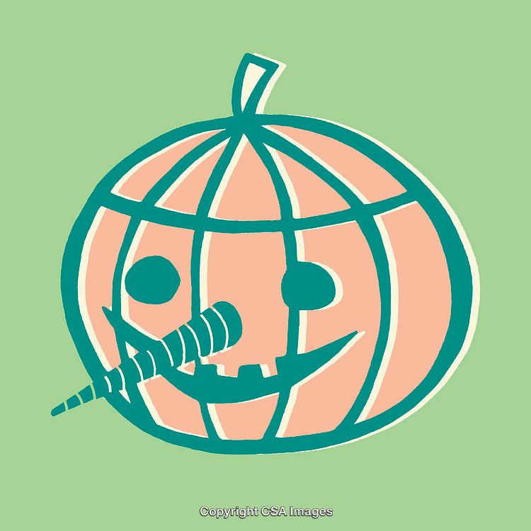 Cute Pumpkin Illustration with Whimsical Facial Expression and Unique Artwork