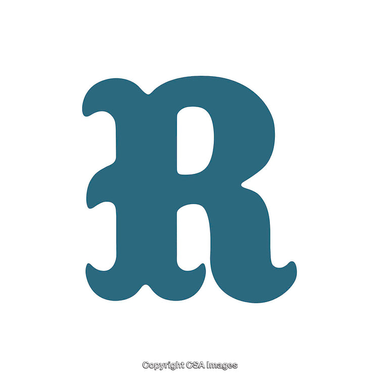 Modern Bold Blue Letter R Isolated on White Background