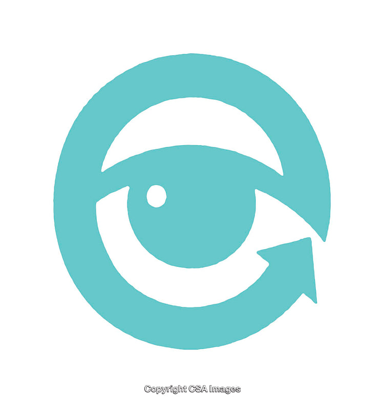 Eye Symbol with Circular Arrow in Minimalist Style