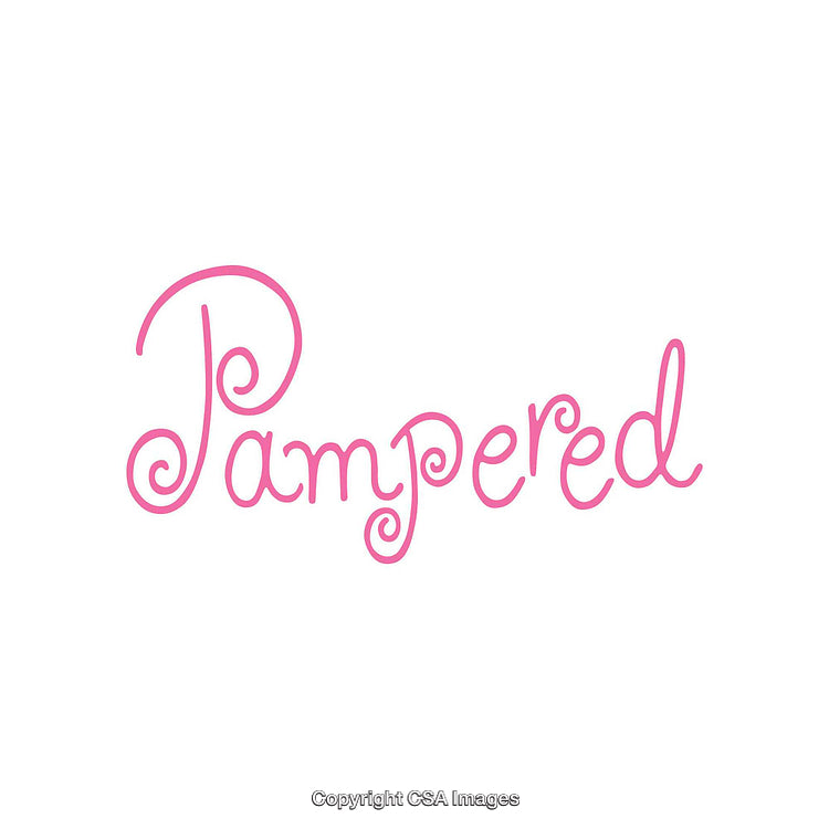 Pampered Script Text in Elegant Pink on White Background