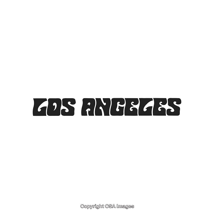 Retro Black and White Los Angeles Typography Design with Funky Style