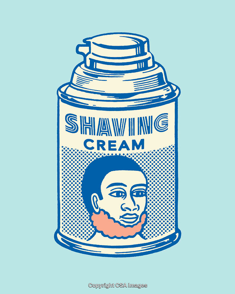 Retro Line Art of Shaving Cream Can With Creative Facial Illustration