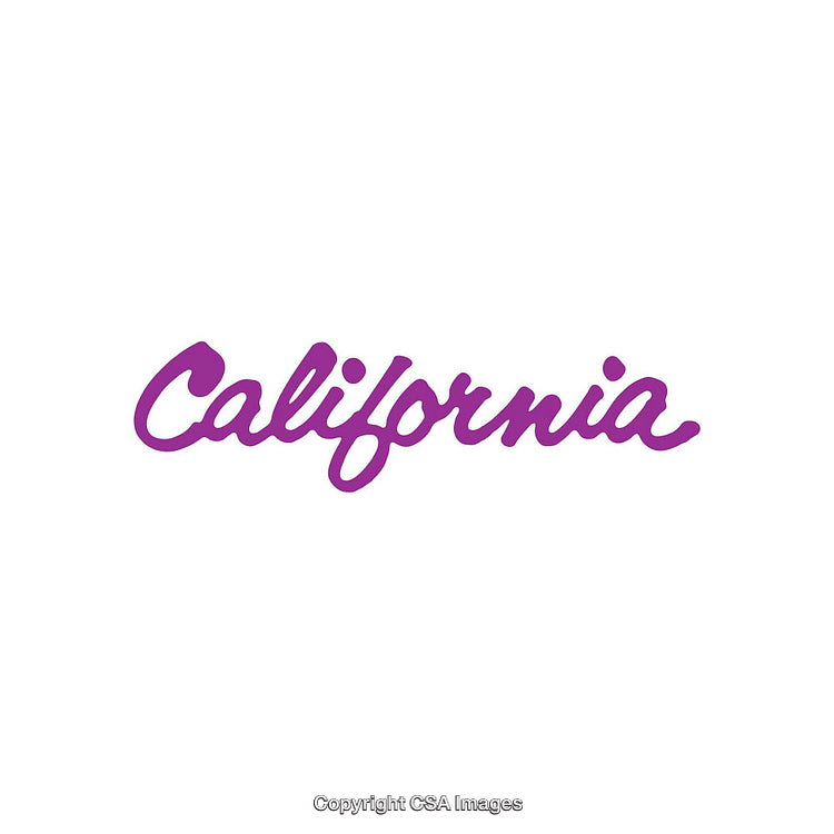 Stylish Script Font Featuring the Word California in Purple on White