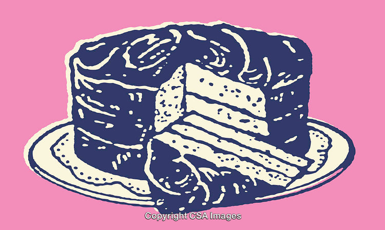 Colorful Line Art Illustration of a Layer Cake on a Plate