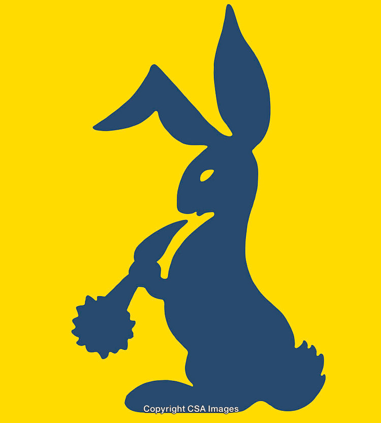 Colorful Illustrated Rabbit Silhouette with Yellow Background