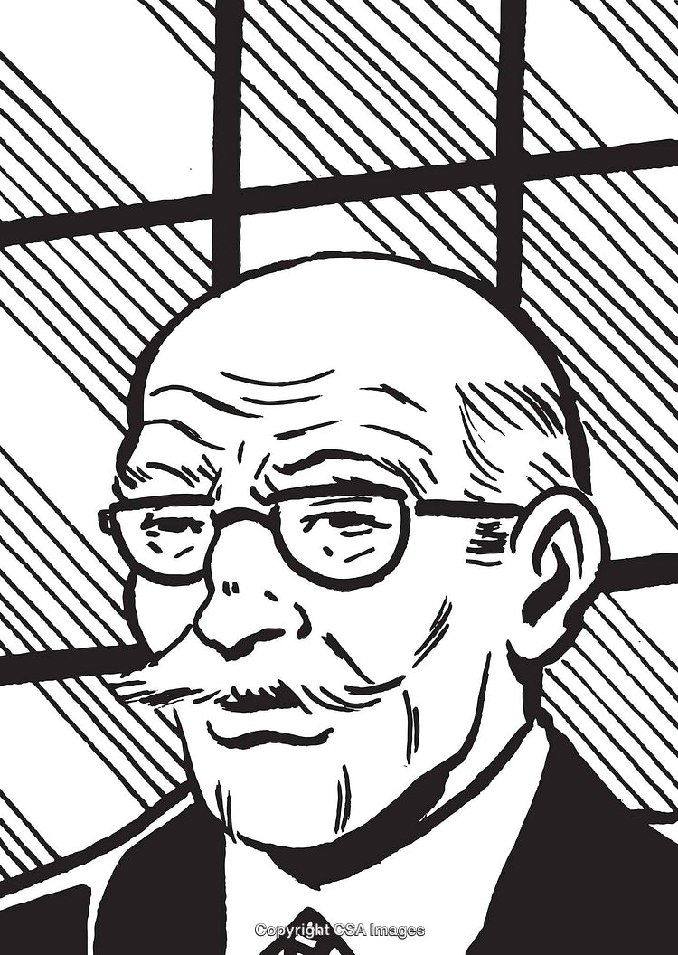 Black and White Portrait of Aging Gentleman Wearing Glasses