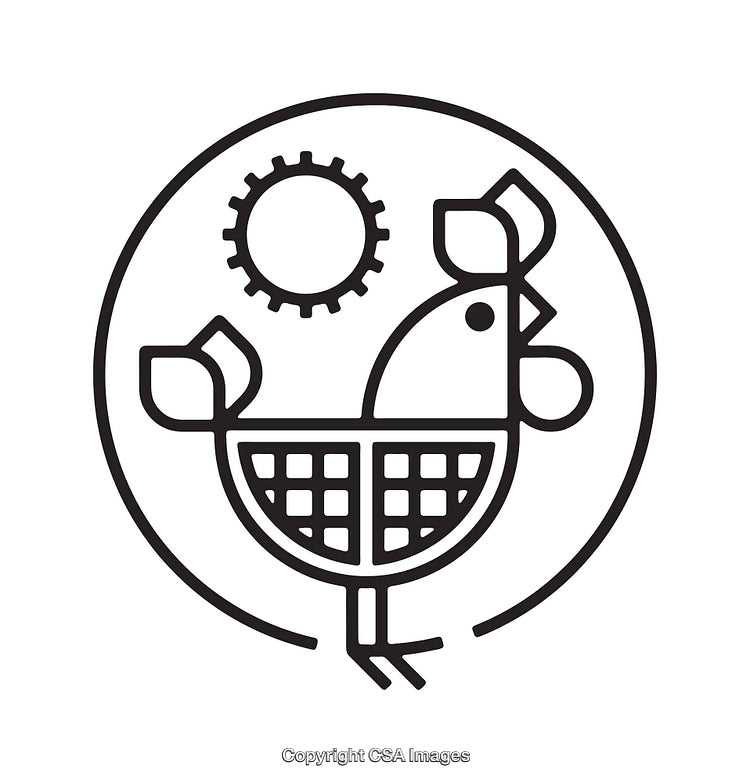 Stylized Line Art Illustration of a Bird with Circular Border