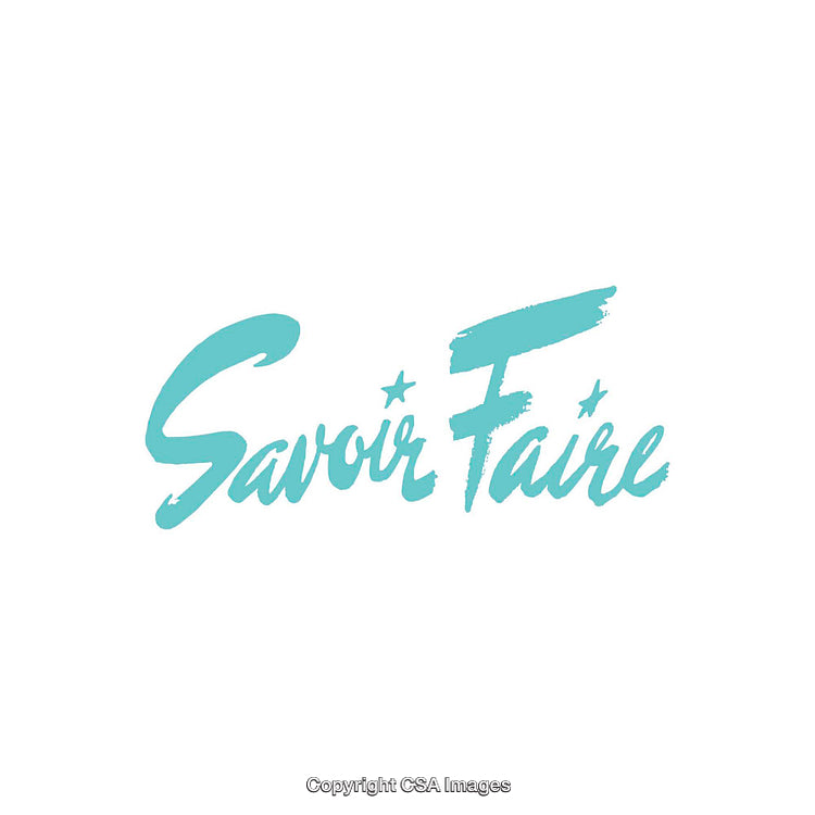 Stylized Savoir Faire Text Design in Vibrant Blue Artistic Font