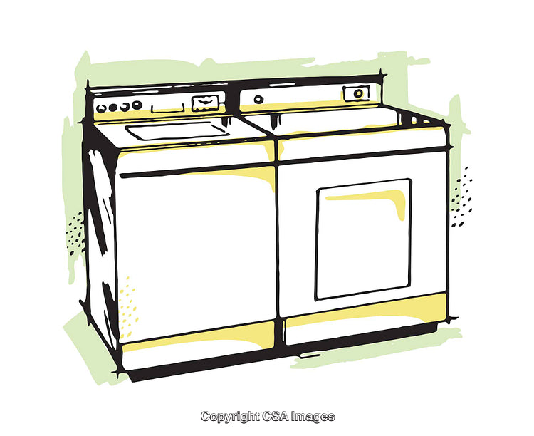 Retro Illustration of a Washer and Dryer in Vibrant Colors