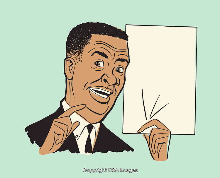 Retro Style Comic Illustration of a Man with a Blank Sign
