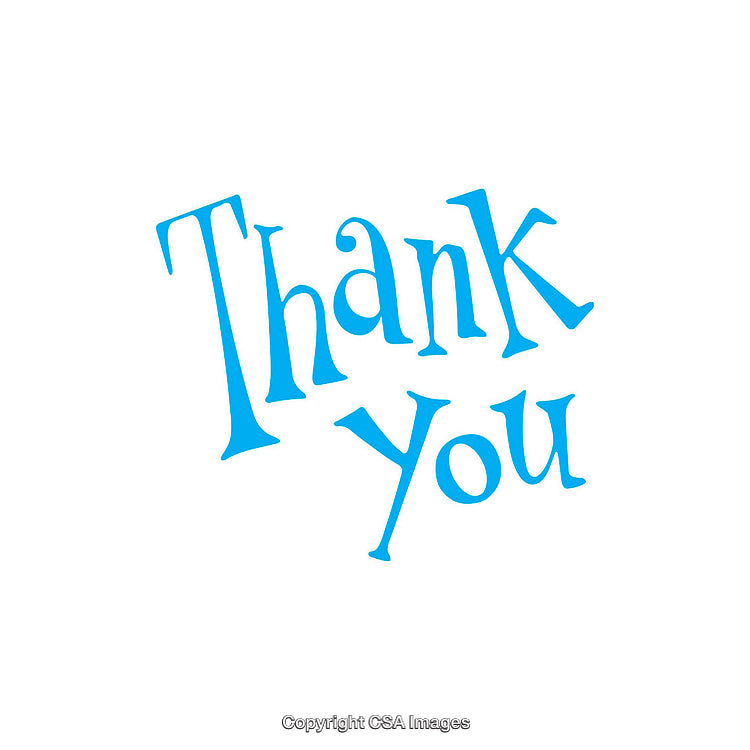 Blue Thank You Lettering Isolated on a White Background, Expressing Gratitude