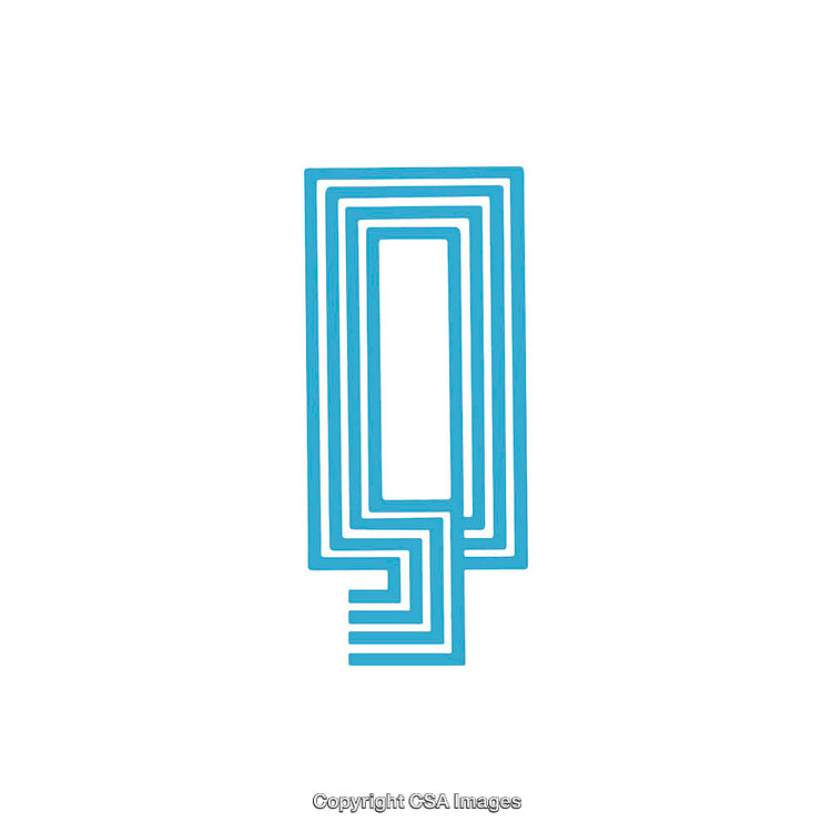 Stylized Blue Letter 'Q' with Geometric Lines on White Background