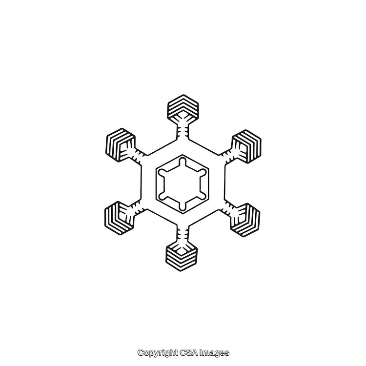 Geometric Hexagonal Snowflake Shape in Minimal Line Art Design