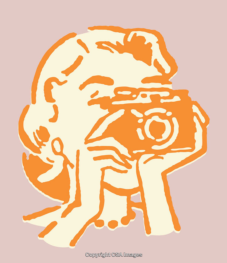 Colorful Line Art Illustration of a Person Holding a Camera