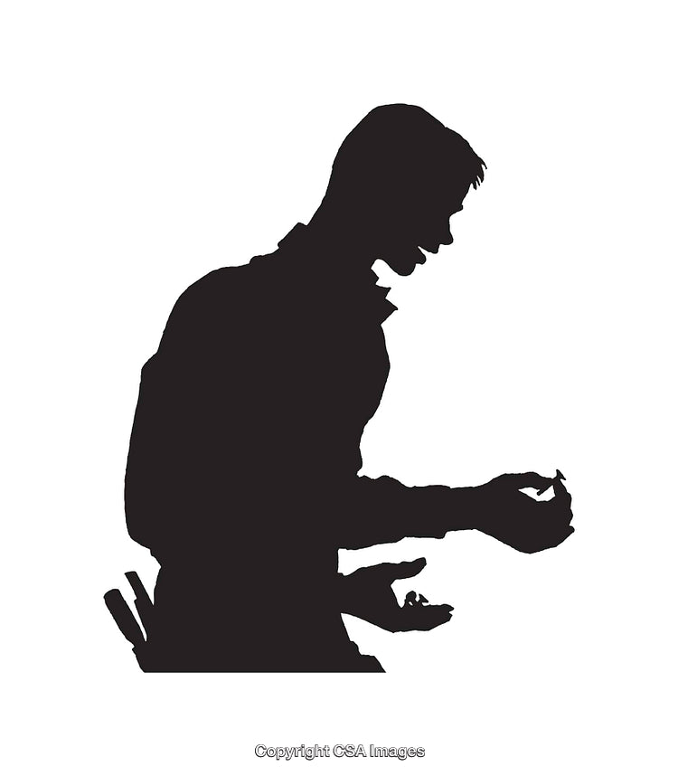 Silhouette of a Seated Man in Gesture Interaction
