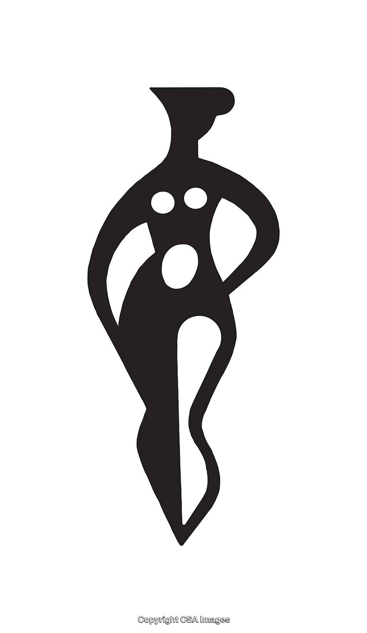 Abstract Black and White Line Art of a Stylized Human Figure