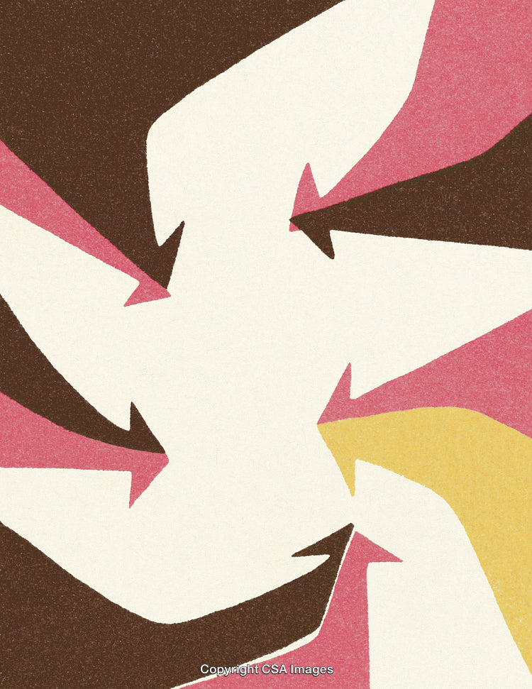 Abstract Colorful Design Featuring Arrows in Motion and Retro Style