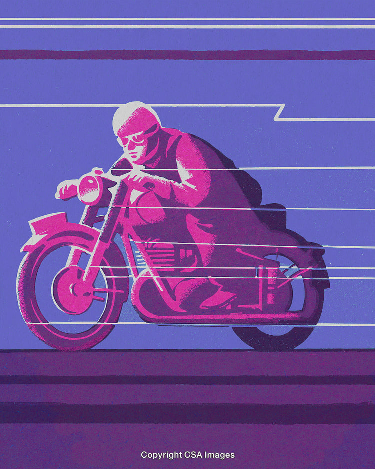 Vivid Illustration of a Fast Motorcycle Rider in Motion