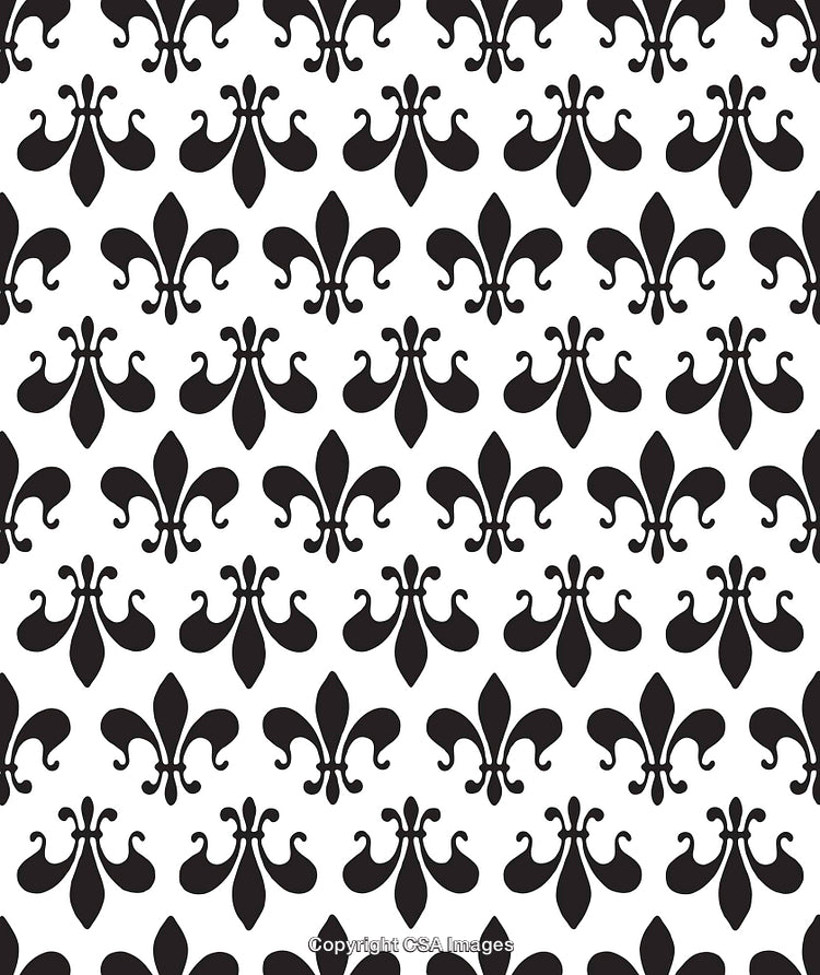 Black and White Fleur-de-Lis Pattern Design with Classic Symbolic Motif