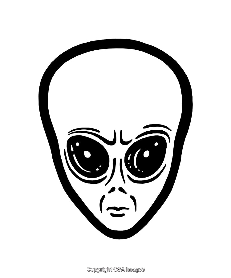 Black And White Line Art Illustration of an Alien Face