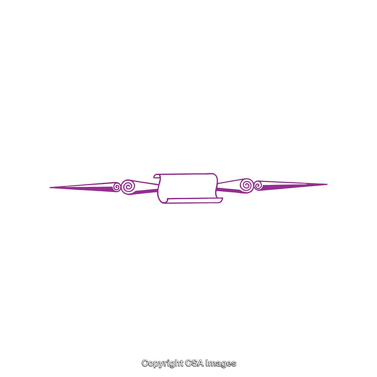 Purple Decorative Scroll Graphic With Symmetrical Flourishes on White Background