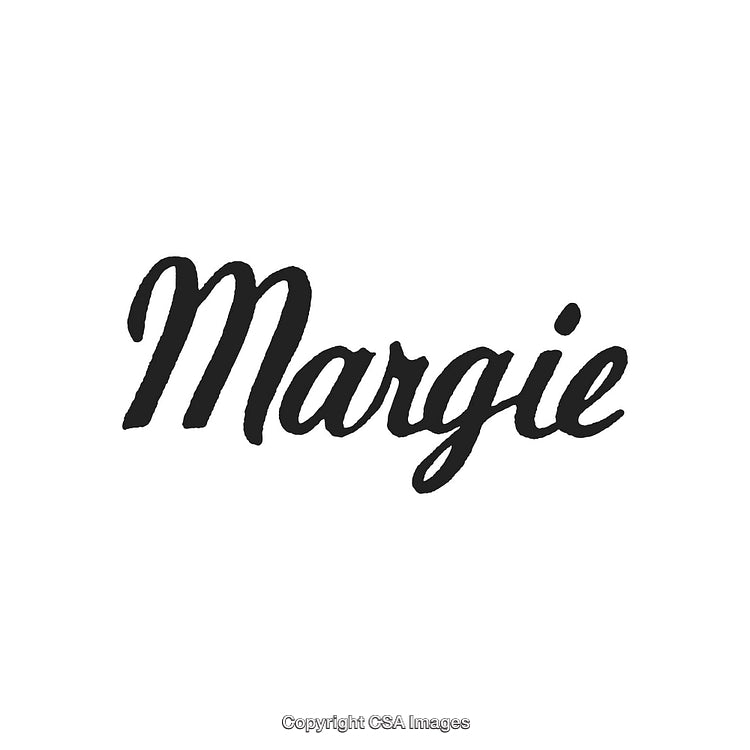 Elegant Handwritten Script Text Featuring the Name Margie on White Background