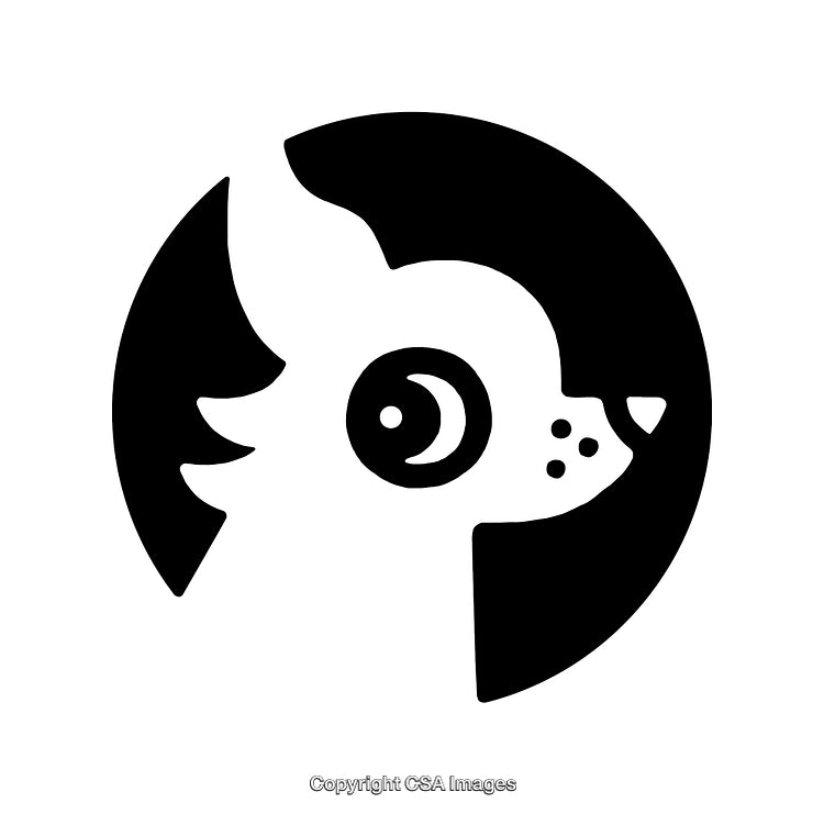 Black and White Animal Head Logo in Circular Frame
