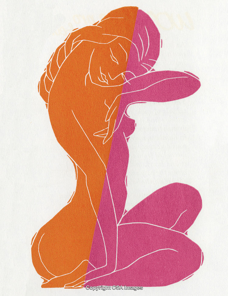 Abstract Artistic Depiction of a Seated Silhouette in Bold Colors