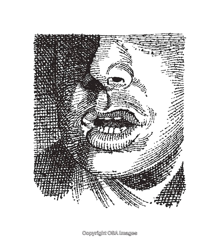 Black and White Line Art Depicting a Facial Expression Close-Up