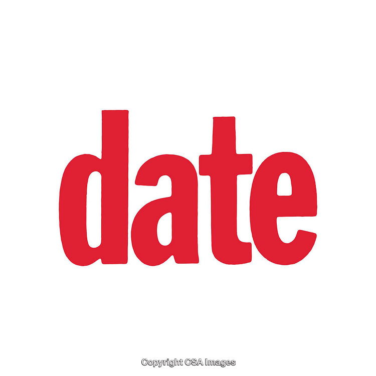Bold Red Text Highlighting the Word Date on White Background