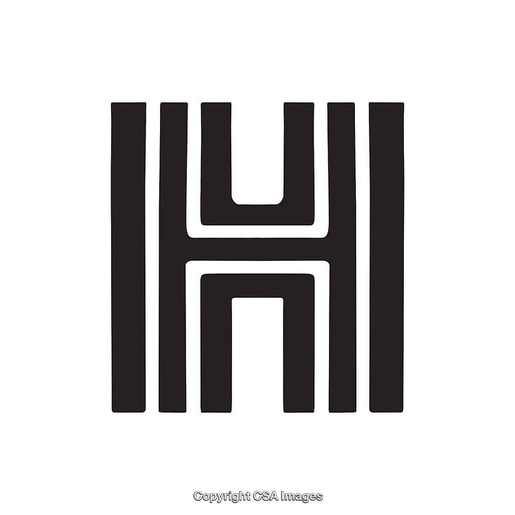 Modern Monochrome Letter H Design With Geometric Patterns