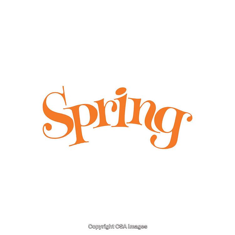 Artistic Orange Spring Typography Design on White Background