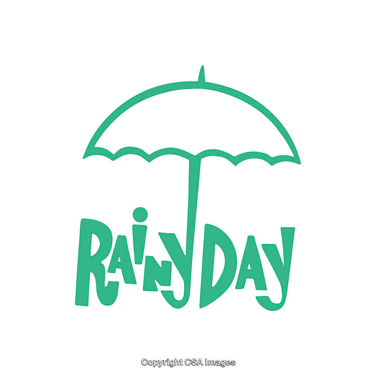 Minimalist Green Umbrella With Rainy Day Typography Design