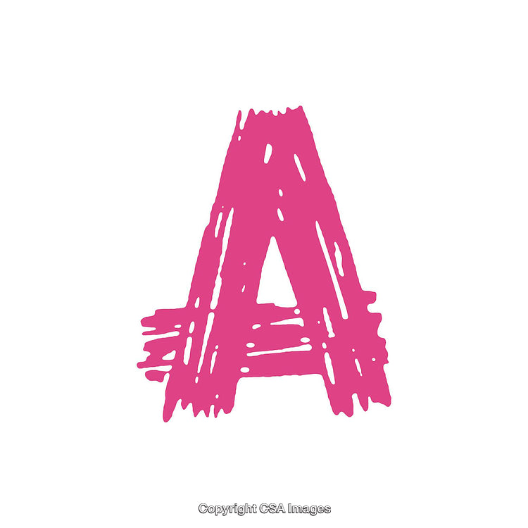 Pink Textured Letter A on White Background with Handcrafted Style