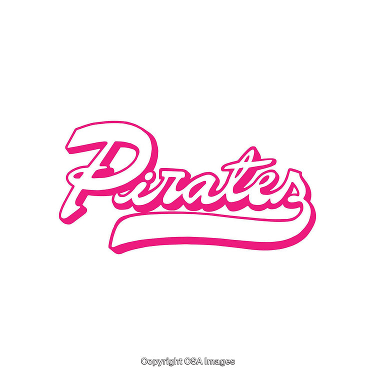 Pink Pirates Typography Art on White Background
